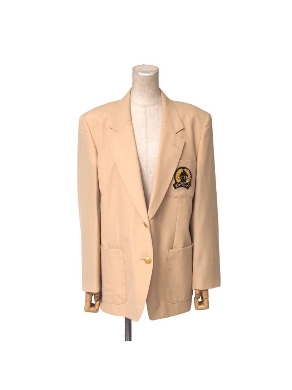 Dior Vintage Tailored Jacket L Emblem Embroidery Blazer Gold Button